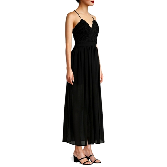 Lace front maxi dress sheer slits to knee sundress New with tags medium - Picture 16 of 16